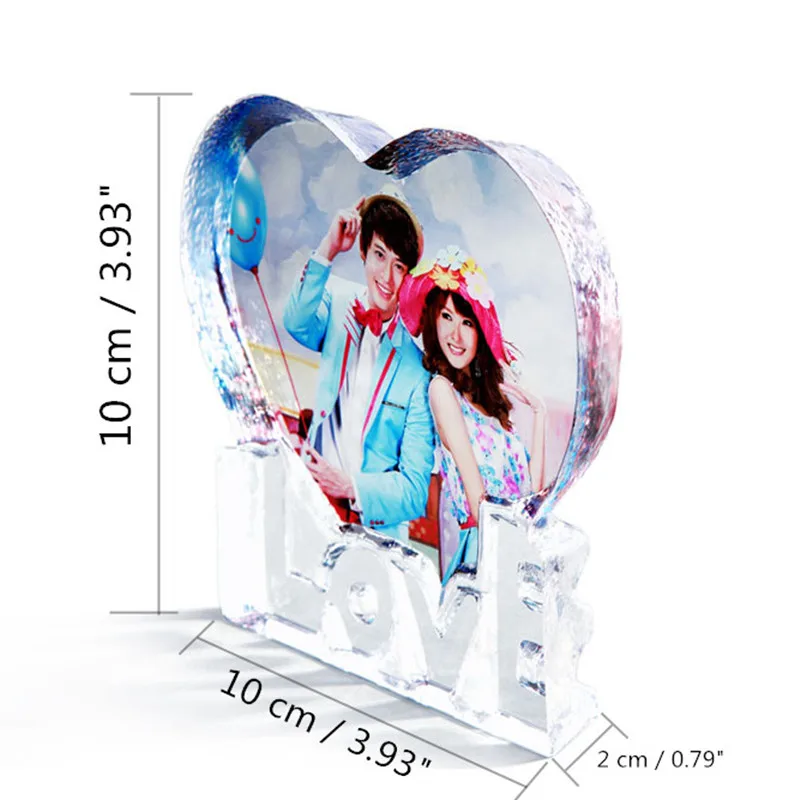 Пользовательские в форме сердца кристалл фоторамка Персонализированные