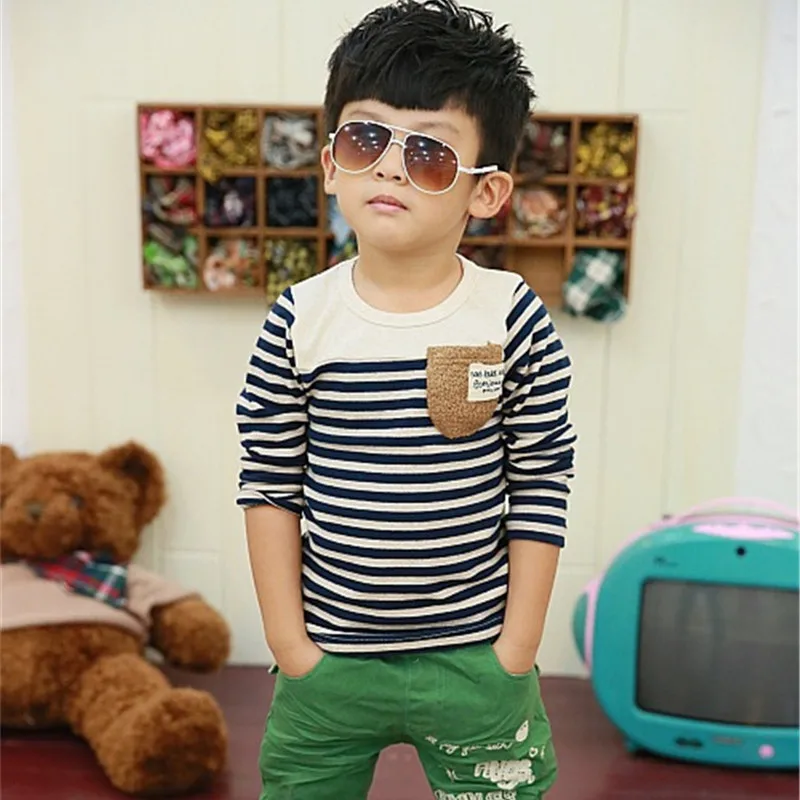 Модная качественная футболка для маленьких мальчиков Осенняя детская одежда с