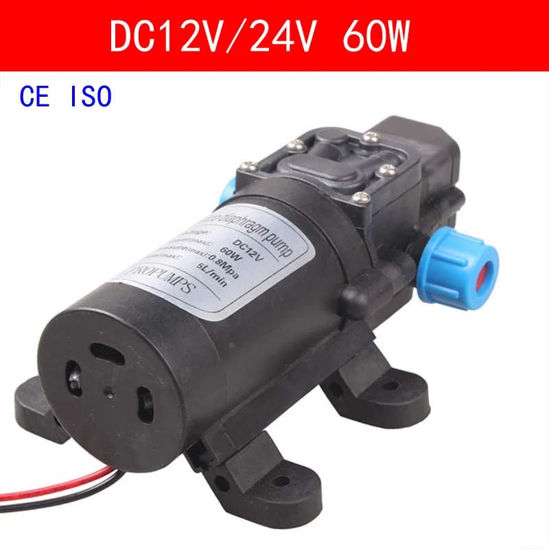 

CE ISO DC12V 24V 60W High Pressure Micro Diaphragm Water Pump Automatic Switch 8L/min Heavy Duty Home Car Garden Irrigation