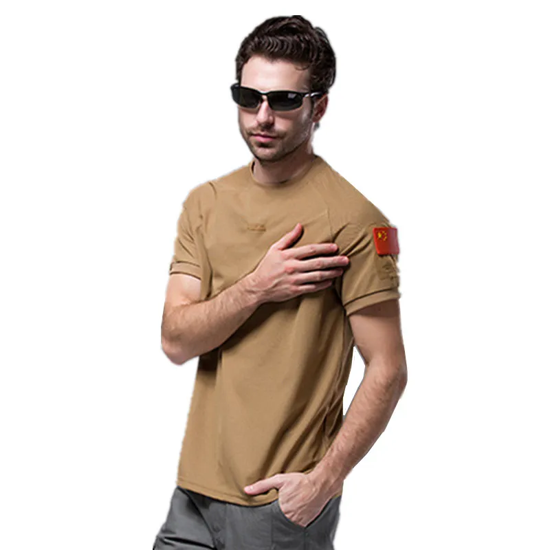 

ESDY Military Tactical T Shirt Men Coolmax Short Sleeve T-shirt Outdoor Hiking Men Summer Quick Dry Breathable Trekking Tshirt
