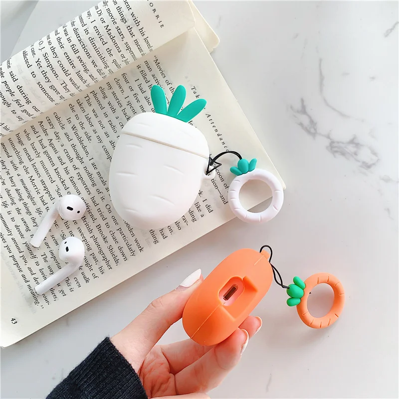 Морковь белый редис кожухи головных телефонов для Apple Airpods Air Pods 2 Беспроводная