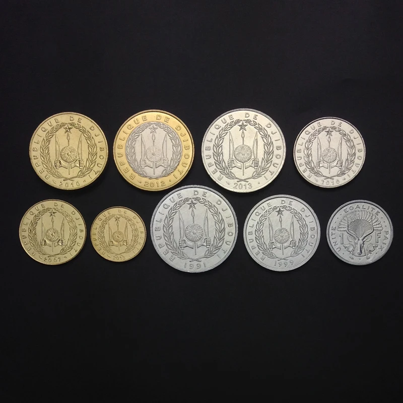 

Djibouti 9pieces/ Set UNC original Coin Not circulated 1977-2016year