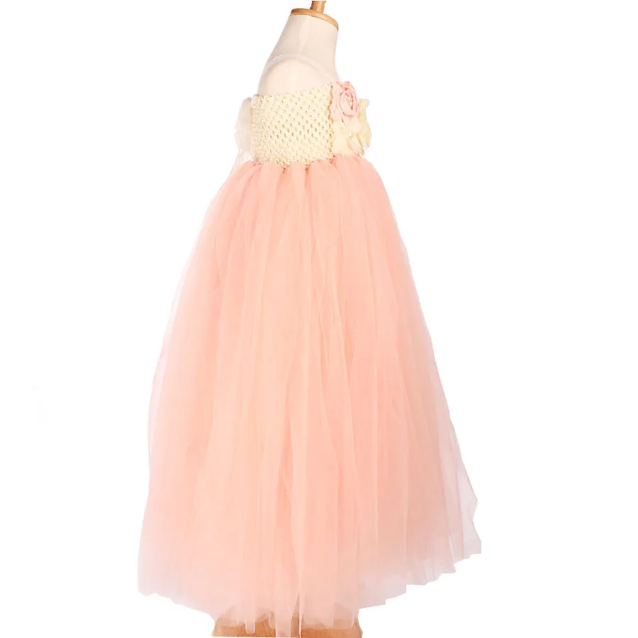 Кружевное платье-пачка для девочек персикового цвета и слоновой кости свадьбы
