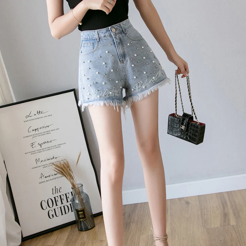 Джинсы FMFSSOM с высокой талией прямые шорты из джинсовой ткани вышивкой облегающие