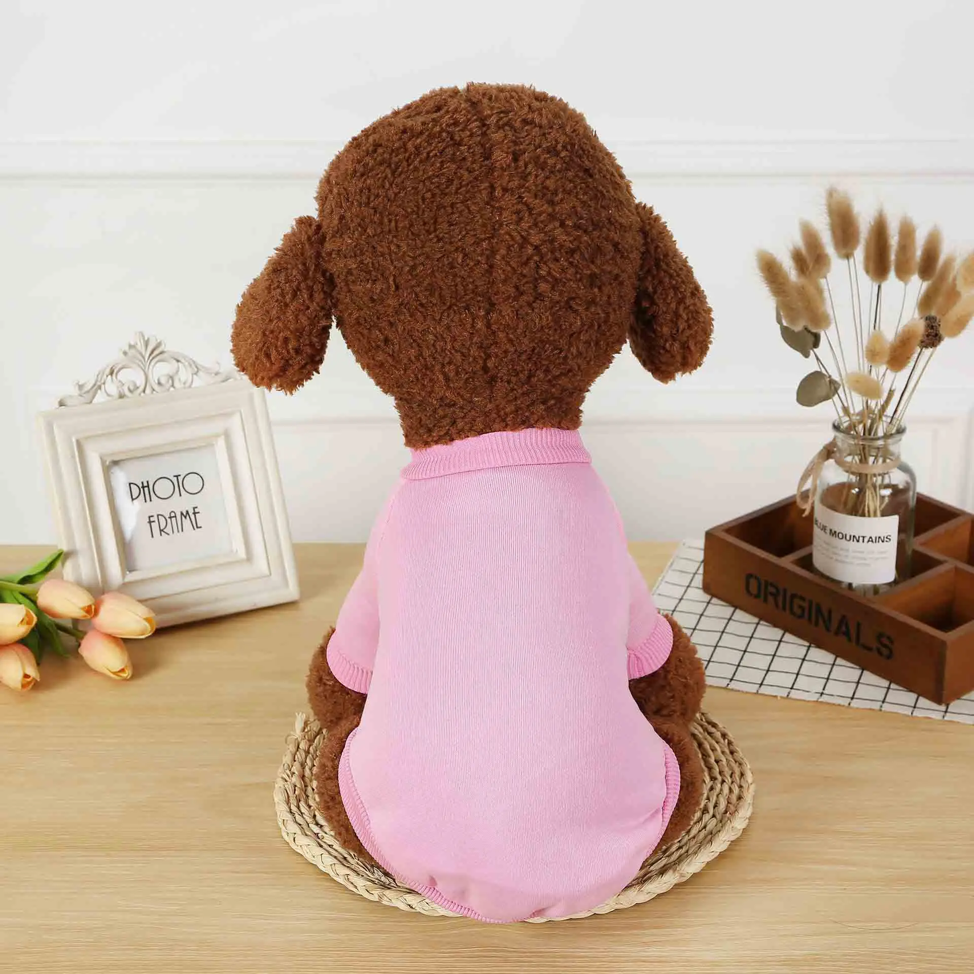 Pink Petshy одежда для маленькой собаки щенок кошка удобный однотонный Хлопок Весна Осень Одежда Футболка Домашние животные наряд свитер для йоркширского терьера - Цвет: Pink