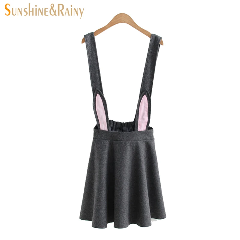 autumn winter women girls skirts schoolgirls wool rabbit sharp skirt Thickening A-line embroidery mini Strap warm | Женская одежда