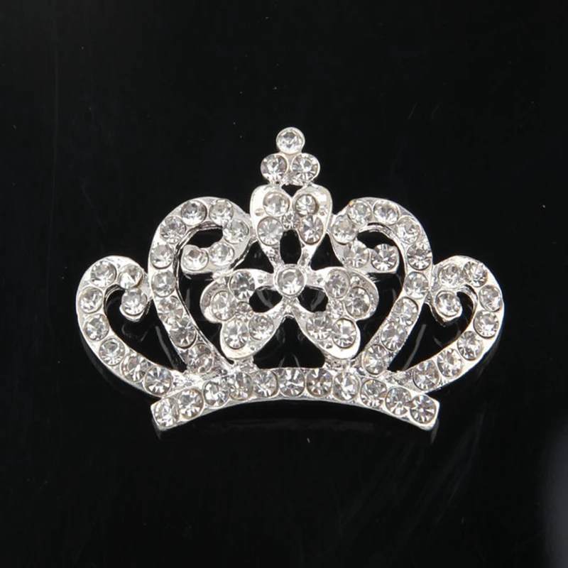 

5PCS Crown Rhinestone Crystal Buttons Diy Bling Alloy Crown Button For Wedding Party Bride Headdress Hair Embellishment Buttons