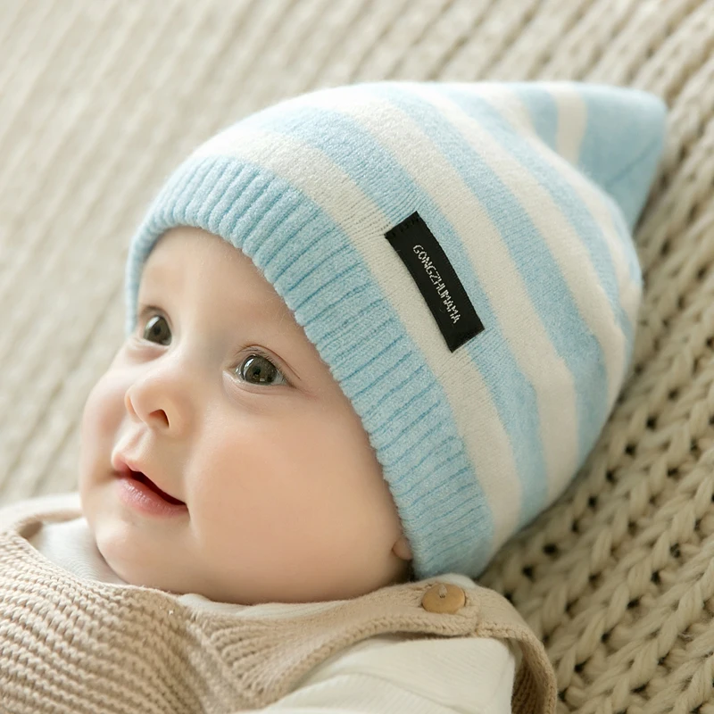 CieiK Newborn Photography Props Soft Baby Hat Warm Children Winter Cap Boys Girls beanie Infant Striped Muts Accessories | Детская