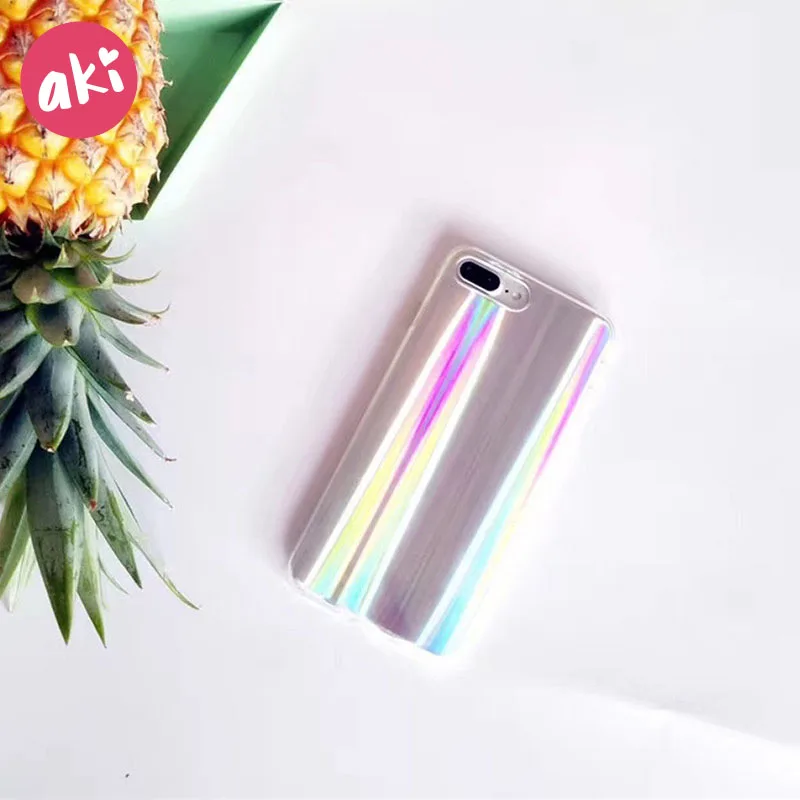 AKI Radian Phone Case for iPhone 8 7 6 6S Plus Cases Laser Shining Mirror Reflect Light Ray Soft Cover |