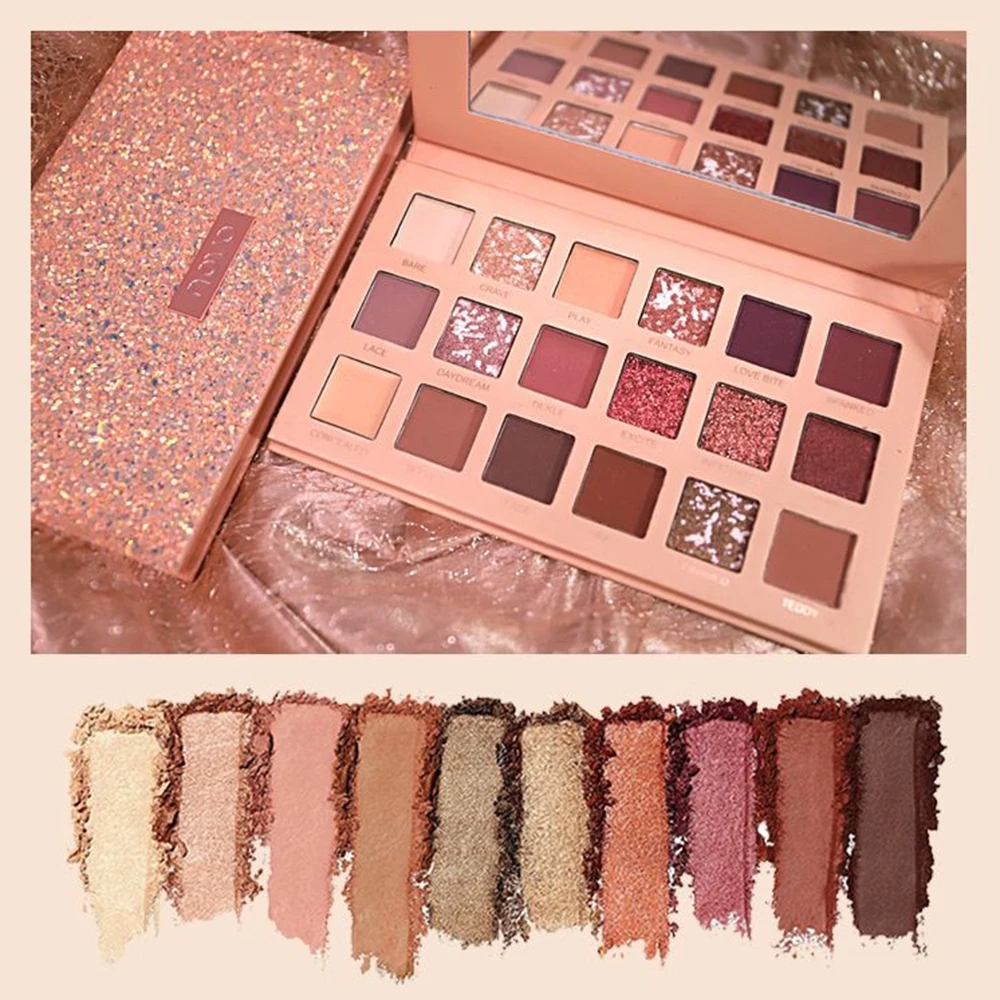 NOVO 18 цветов мерцающие тени для век Палитра блестящие Пудра Макияж телесный