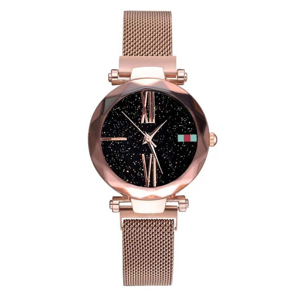 Rose Gold Розовое золото Роскошные часы Звездное небо Дамская Мода Новые Стразы бриллиантовые часы для девочек Relogio Feminino Galaxy женские часы - Цвет: Rose Gold