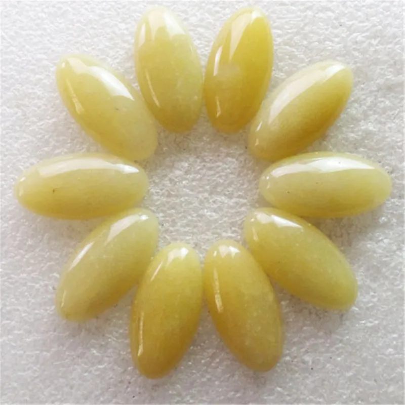 

(10 pieces/lot) Wholesale Natural Yellow Aventurine CAB Cabochon 30x15x7mm Free Shipping Fashion Jewelry D501