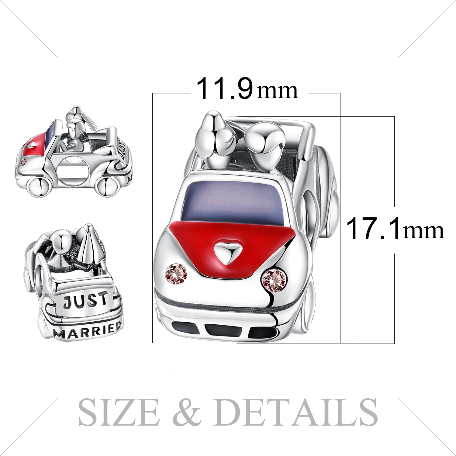 JewelryPalace ЛЮБОВЬ автомобиль красной эмалью 925 пробы серебряные бусины Браслеты