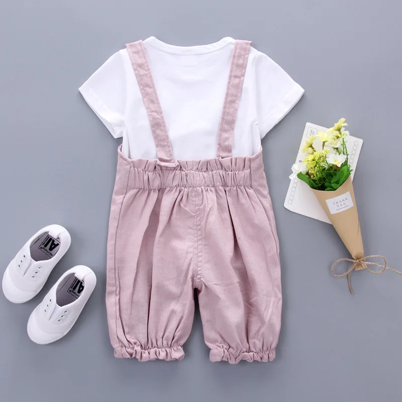 New baby suit in the summer of 2017 boys and girls smiling face coat + suspenders 2 times children clothing collection |