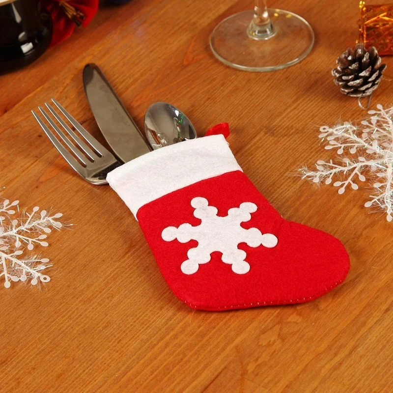Модные новые 12 шт./компл. Рождественское украшение Санты обеденный стол нож вилка