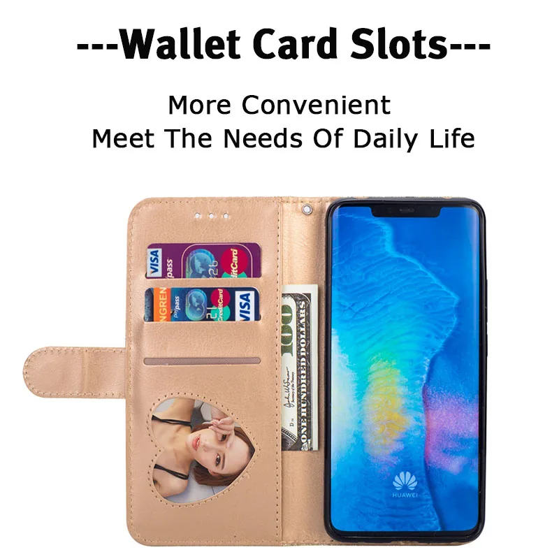 Роскошный чехол сверкающий с блестками для huawei Y7 Y6 P Smart Plus mate 20 10 P30 P20 Pro Lite кожаный кошелек на молнии откидной Чехол для карт