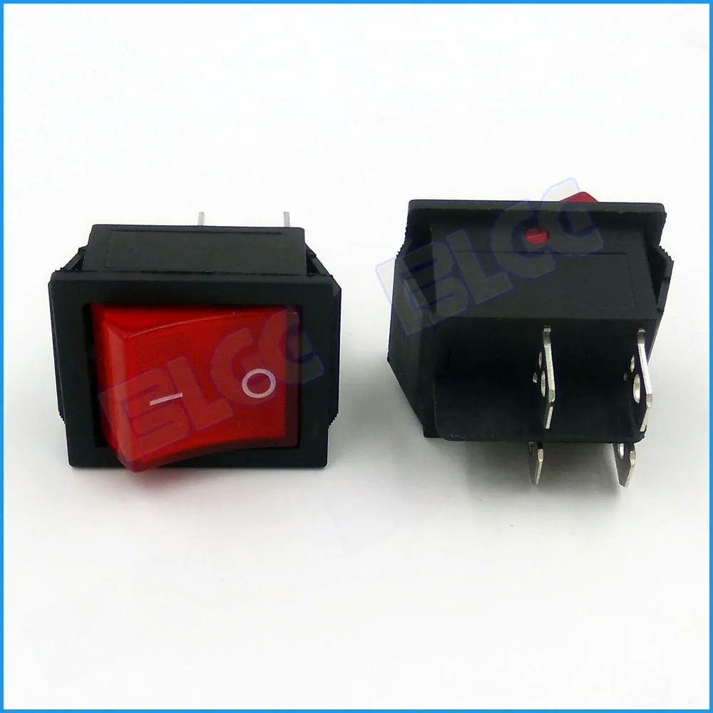 Высококачественный 4-контактный переключатель питания AC 250 в 16 А с лампой красный