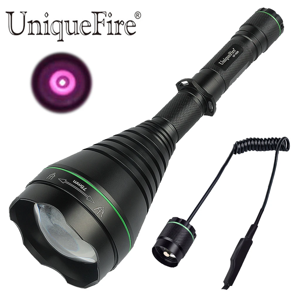 UniqueFire 1508 Oslon 940nm IR Led Flashlight 75mm Convex Lens Tactical Zoom  with Dual Control Remote Pressure Switch