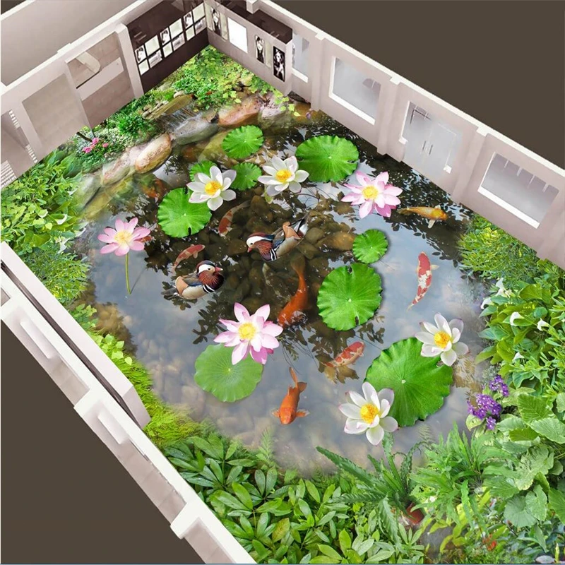 Пользовательские 3D обои для Пола ван бассейн воды Бибо там Пол виниловый пол