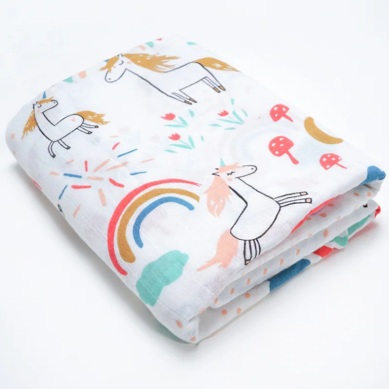 Rainbow horse Стиль Прямая поставка на заказ детские одеяла для новорожденных муслиновые пеленки детские Банные полотенца Infantil деформация детские постельные принадлежности - Цвет: Rainbow horse