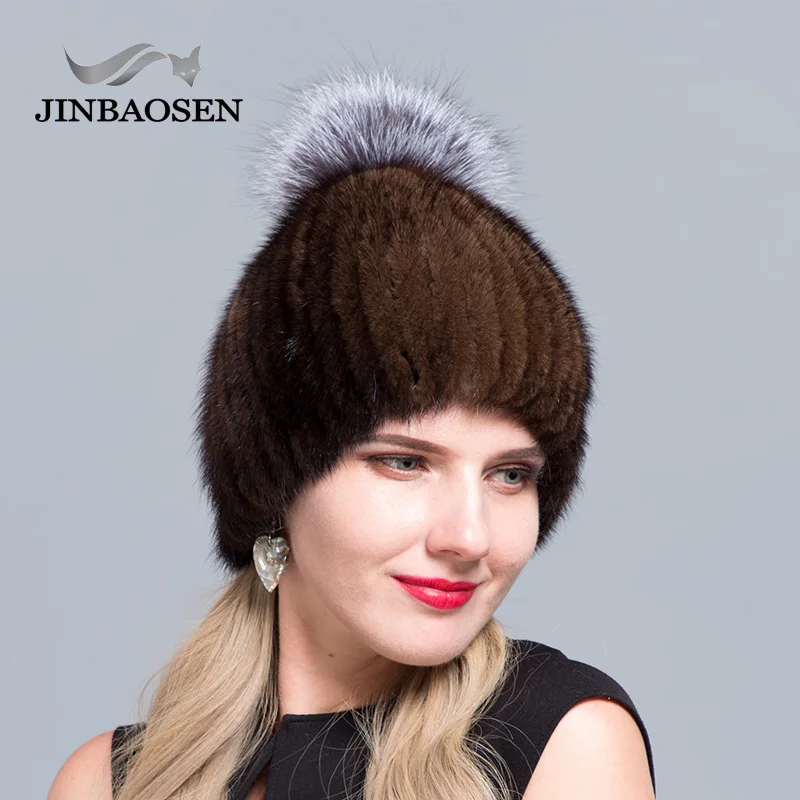 Женские меховые шапки JINBAOSEN новая зимняя меховая шапка из натуральной норки с