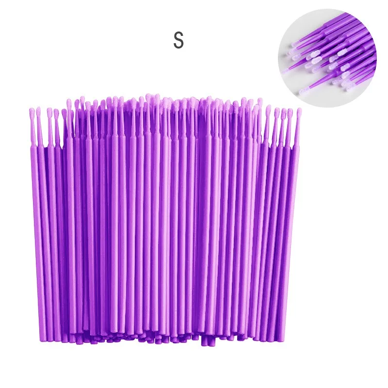 Dark Purple S 100 шт./пакет одноразовые MicroBrush ресницы человека Расширение ресницы снятия тампон микро-щётка для наращивание ресниц инструменты - Цвет: Dark Purple S