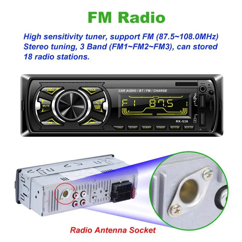 1Din автомобильный fm радио Mp3 Wma плеер Bluetooth Aux аудио плеер| |