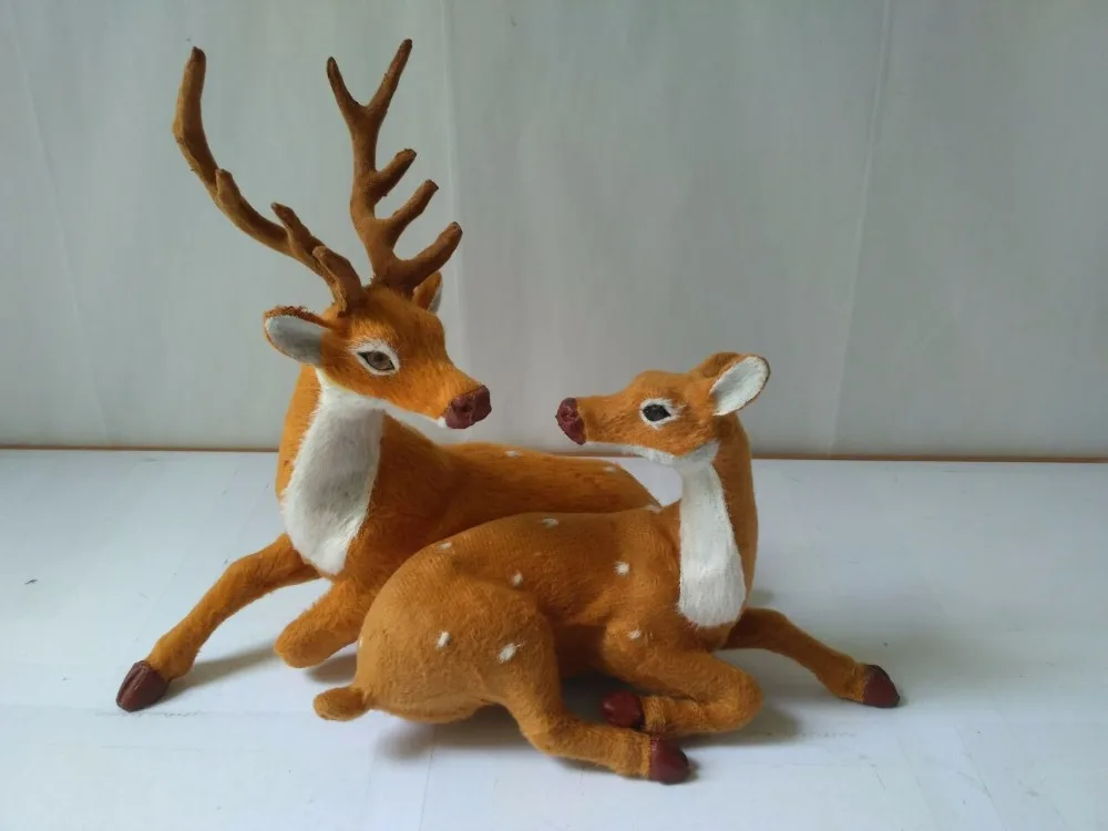 large 30x25cm simulation couples deers model polyethylene&ampfaux furs handicraft Figurines prop home decoration toy gift a1818 | Дом и сад