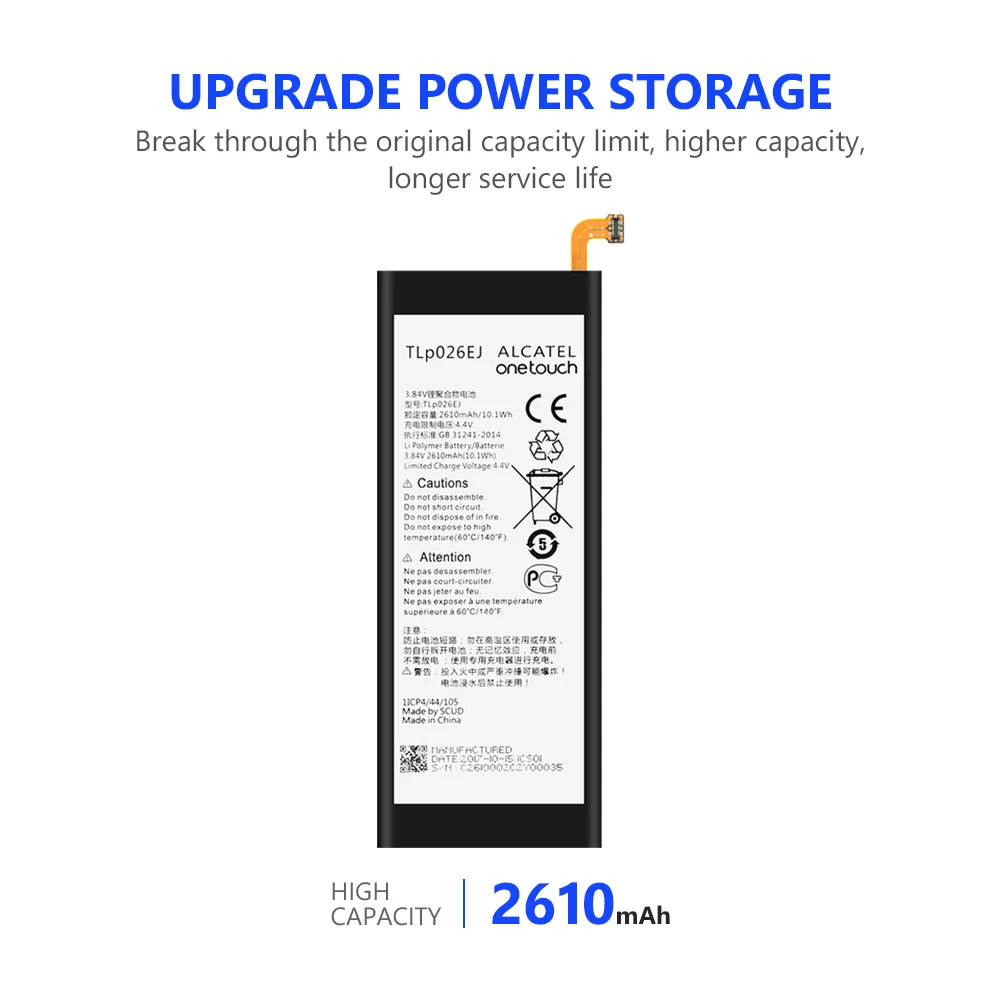 Высокое качество TLp026EJ 3 84 V 2610mAh батарея телефона для Alcatel One Touch Idol 4 / LTE Dual SIM OT 6055B 6055H