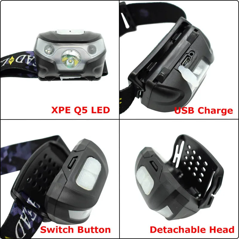 3000люмен налобный фонарик светодиодный с аккумулятором USB фонарь для рыбалки