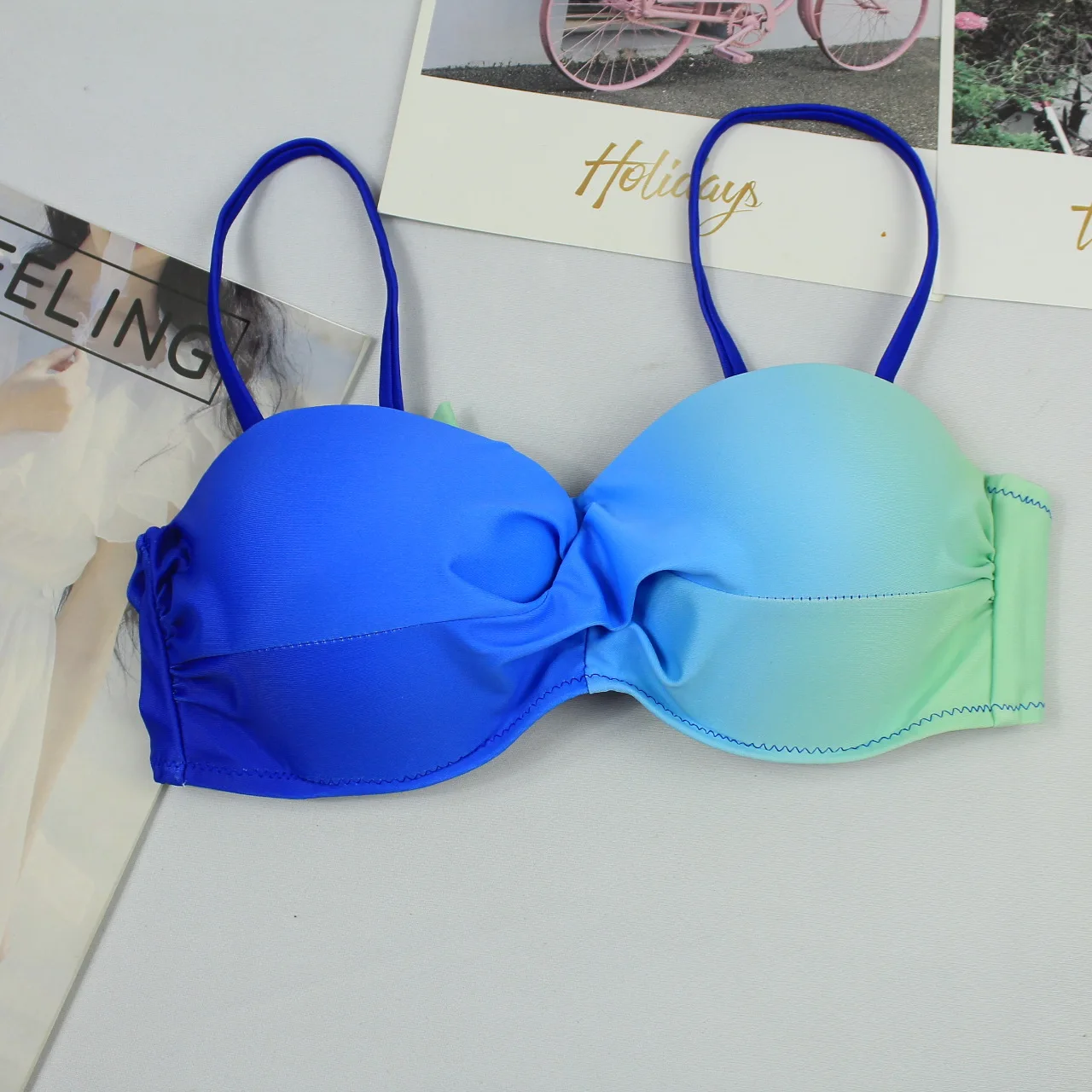 Женский купальник-бикини синий бандо 2018 | Женская одежда