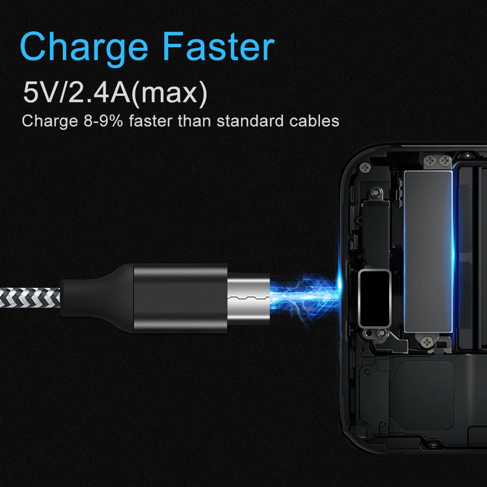 TeckNet зарядный кабель Micro usb type C зарядное устройство для iPhone кабель 1 м 2.4A/5 В провод для быстрого заряда тип-c USB кабель телефонные кабели