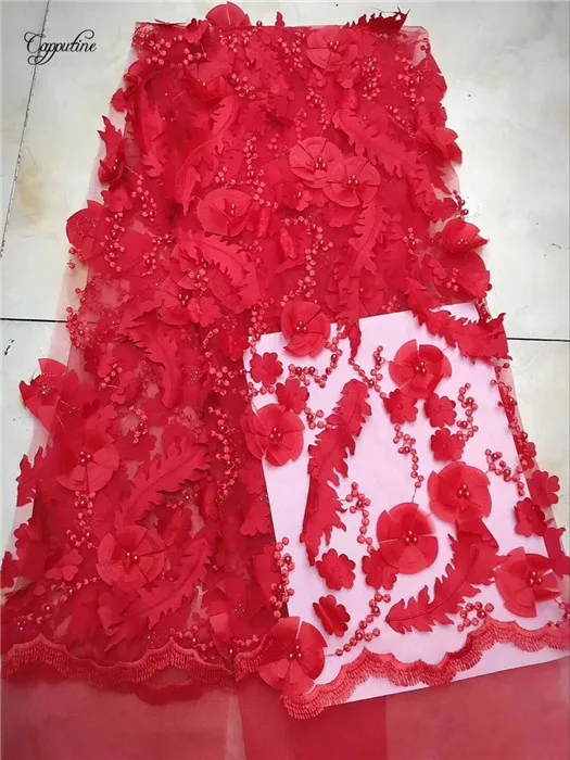 Graceful tulle lace fabric with 3D flower French net beads PNZ522(5yards/lot) many color | Дом и сад