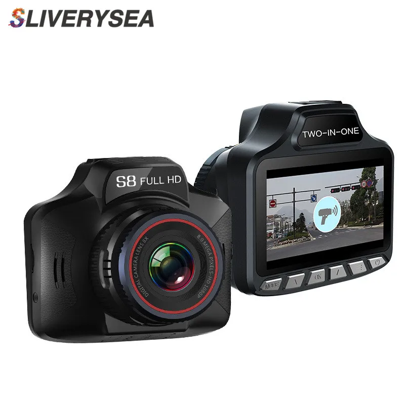 SLIVERYSEA автомобиля DVR Радар-детектор " на тонкопленочных транзисторах на тонкоплёночных транзисторах русская и английская версия DVR камера 140 градусов с двумя объективами Автомобильный радар тахограф трафика Предупреждение