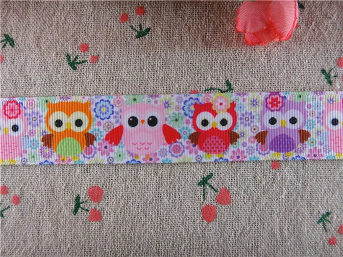 Лента для волос с принтом совы объемная лента 10 размеров 15110142 дюйма (25 мм)|grosgrain