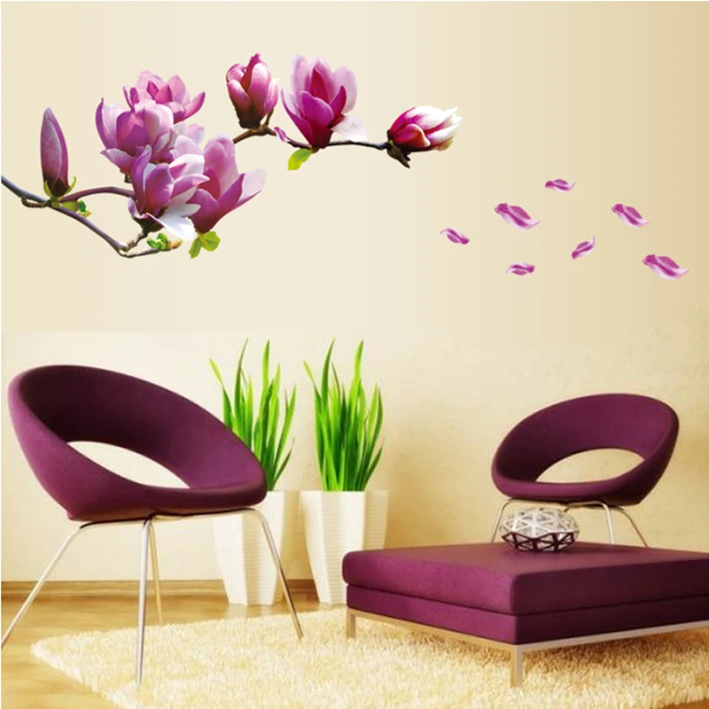 

Lovely magnolia wall stickers for living room removable bedroom flower wall decals self-adhesive vinyl home decoration