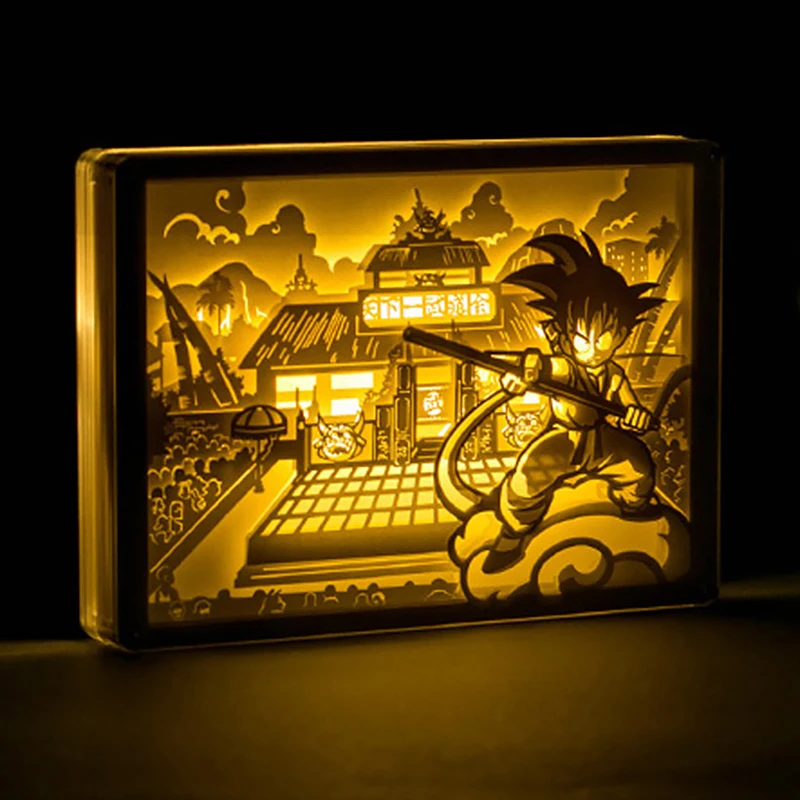 S. orange 3D Аниме DIY DRAGON BALL Young Goku настольная лампа светодиодный хрустальный фоторамка ночной Светильник резьба по теням бумажный светильник ing подарки