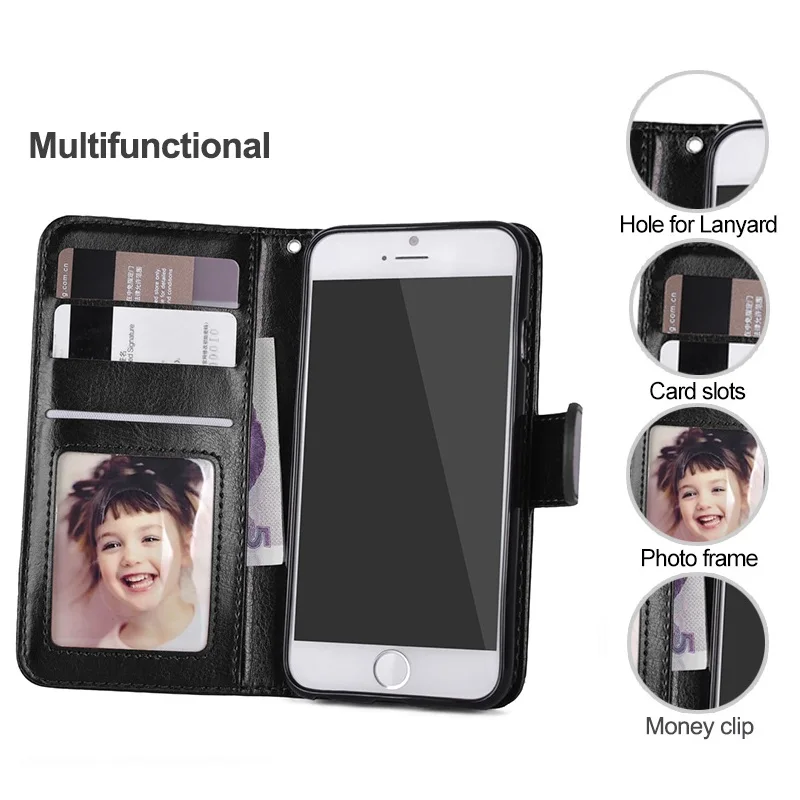 Кожаный чехол 2 в 1 LANCASE для iPhone 6 Магнитный съемный флип-чехол 6S Plus 8 7 5S SE