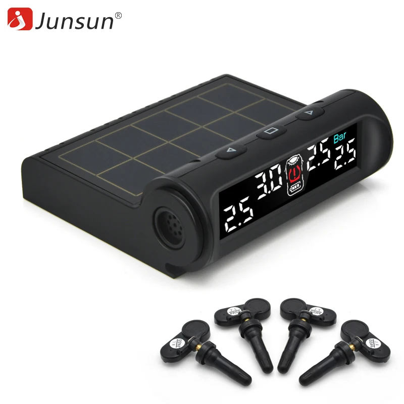 Junsun Smart TPMS система контроля давления в шинах Беспроводная Солнечная энергия HD