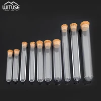 10pcspack lab test tube with cork stoppers 15x150mm laboratory transparent plastic round bottom school educational scented tea