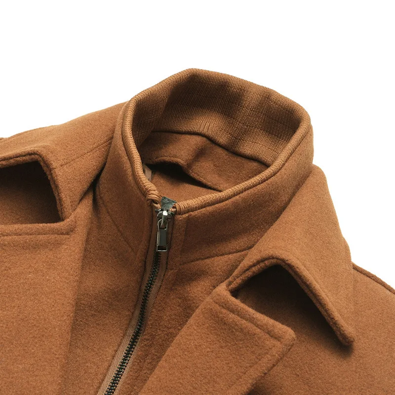 

New Men Winter Wool Coat Mens High Quality Solid Color Simple Blends Woolen Pea Coat Male Trench Coat Casual Overcoat Mens Coats