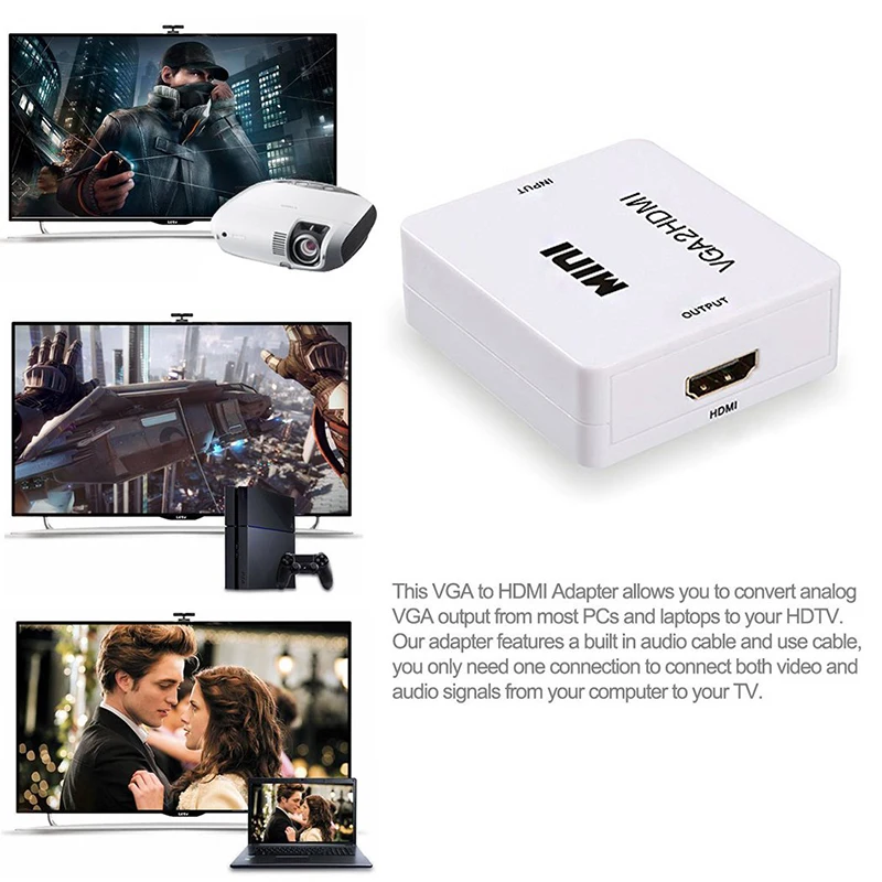 Baolyda Mini 1080P VGA в HDMI адаптер конвертер VGA2HDMI разъем с аудио для ПК ноутбук к HDTV