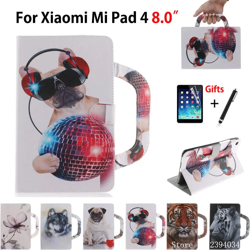 Чехол для Xiaomi mi Pad 4 mi pad4, 8,0 дюймов, чехол для планшета, модный принт, сумочка, подставка, Чехол+ пленка+ ручка