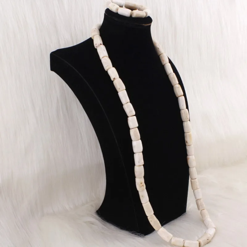 4 UJewelry 12 мм+ белый красный оранжевый для мужчин Edo традиционные украшения комплект в том числе браслет и Натуральный Коралл цепочки Ожерелья