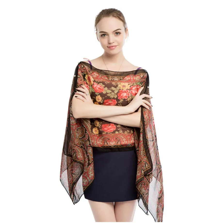 Накидки женские с принтом пейсли свободное бикини цветочным летняя пляжная