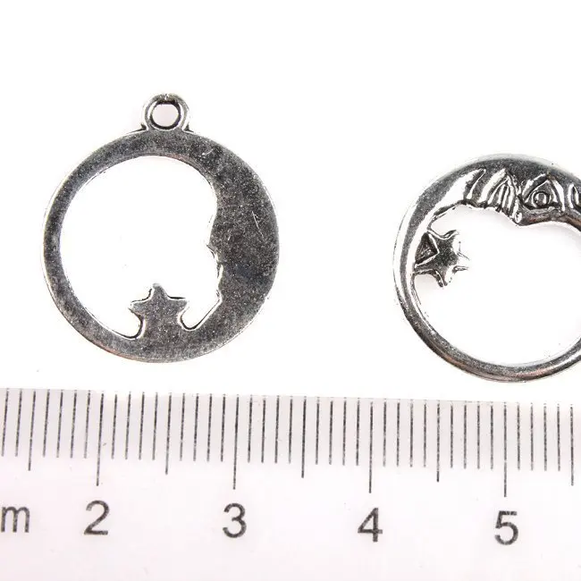 Оптовая продажа 180 шт./лот старинное серебро луна объятия звезда форма сплава