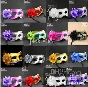 

Fashion Women Sexy Mask Halloween Venetian Eye Mask Masquerade Mask with Flower Feather Easter Mask Prom Festival Mask