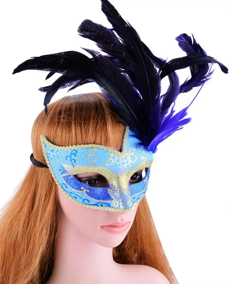 FunPa венецианская маска костюм на хэллоуин маскарадная с перьями мигающая пудра