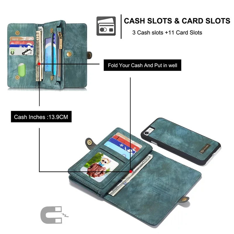 Бренд CaseMe роскошный второй слой из натуральной кожи кошелек чехол для iphone 6 6s 6plus 8