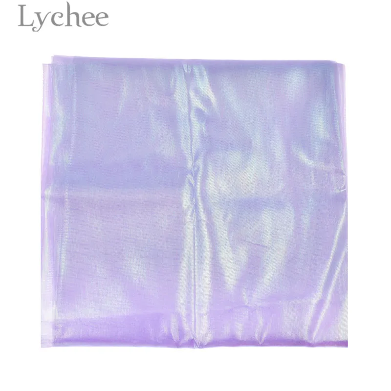 Lychee блестящая Радужная Тюлевая ткань лазерная многоцветная DIY Швейные
